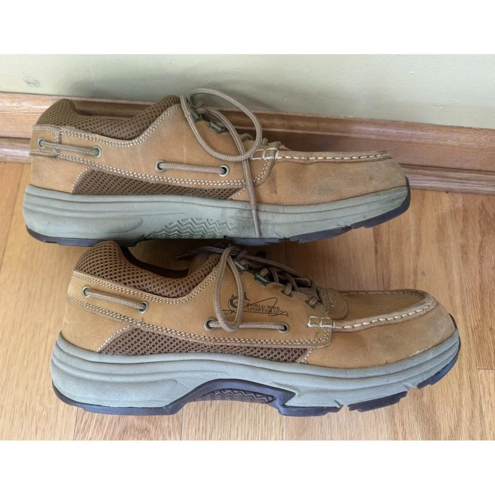 World Wide Sportsman Blue Water boat shoes in tan. Size 11.5
